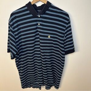 Brooks Brothers Men’s Brooks Sport Navy Blue Striped Polo Golf Shirt, Size XL